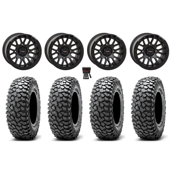 System 3 SB-9 Bdlk 15"Wheels Matte Bk 35"RocScraper Tires SportsmanRZRRanger