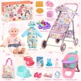 thumbnail image 4 of Aijohnny Baby Doll Stroller Toys Set with 12" Baby Doll, Dining Chair, Accessories and 2 Sets Clothes, Baby Doll Toys for Kids 3-8 Gifts, 4 of 9