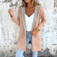 thumbnail image 5 of Fashionable Solid Color Long Sleeved Casual Sweater Cardigan, Hooded Jacket with Pockets for Versatile Layering in Women's Everyday Wardrobe,Khaki,S, 5 of 5
