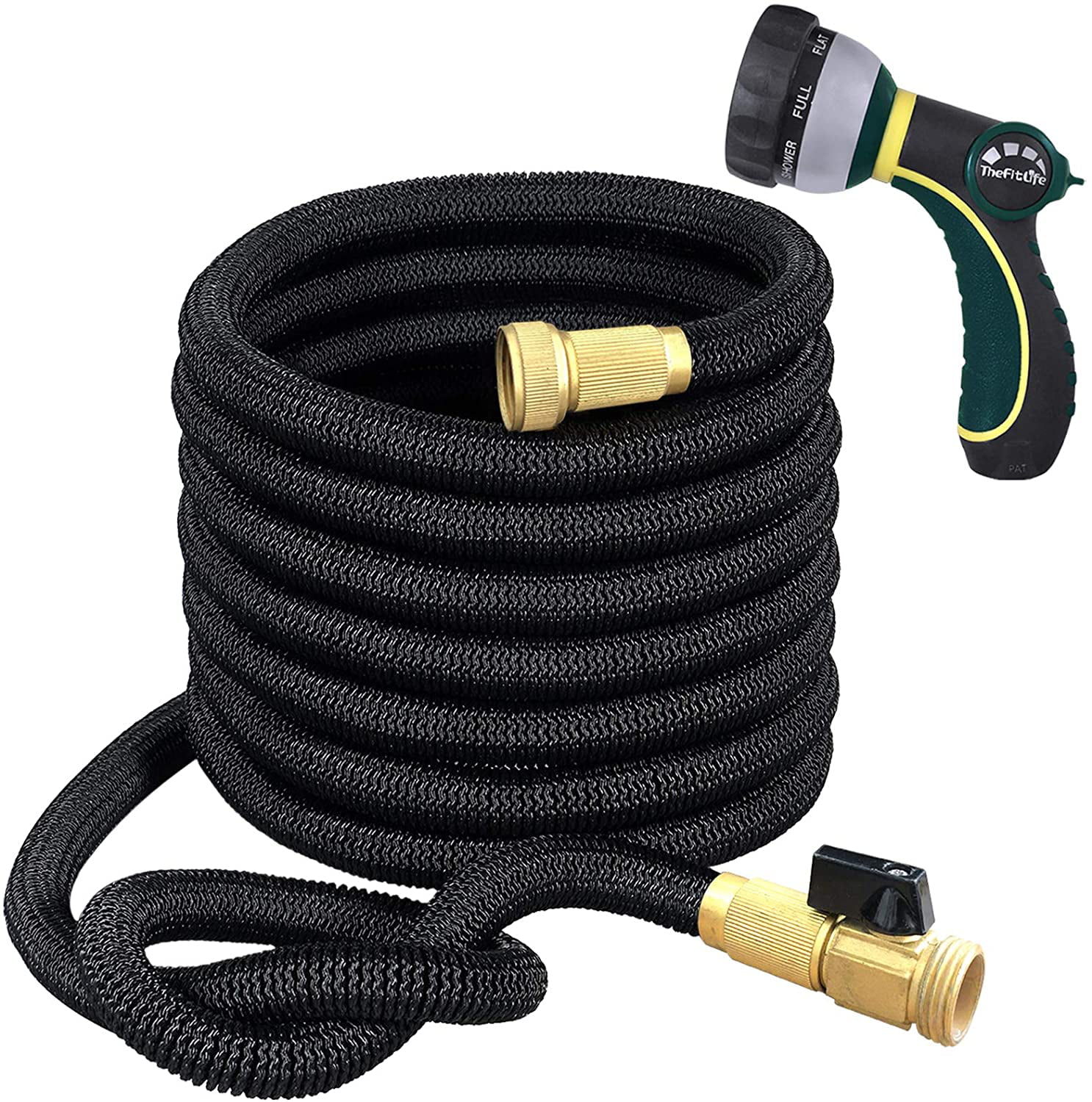 Handsome 50ft Expandable Garden Hose Water Hose with Solid Brass Fittings 