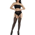 thumbnail image 4 of LAICAIW Bas Résille pour Femmes Taille Haute Collants en Résille Noir, 4 of 7