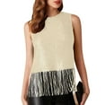thumbnail image 2 of BLVB Sparkly Fringe Tank Tops for Women Sleeveless Crewneck Tassel Sequin Tops Glitter Club Party Shirt Cami Outfit, 2 of 7