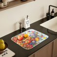 thumbnail image 5 of Yayeee Dish Drying Mat for Kitchen Counter 16" x 18" Microfiber Super Absorbent Coffee Decorative Pad, Purple Floral Tomatoes, 5 of 9