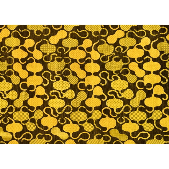 Ahgly Company Indoor Rectangle Abstract Yellow Modern Area Rugs, 6' x 9'