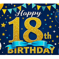 thumbnail image 4 of Blue and Gold Glittery 18th Birthday Banner Backdrop Decor with Stars Balloons and Bunting for Birthday Party Photography Props Decorations Happy Birthday Celebrations, 4 of 8