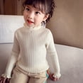 thumbnail image 5 of GYRATEDREAM Toddler Baby Boys Girls Knit Sweaters Cable Ruffle Neck High Collar Fall Winter Soft Warm Sweater Pullover Tops for 9-10Y White, 5 of 9