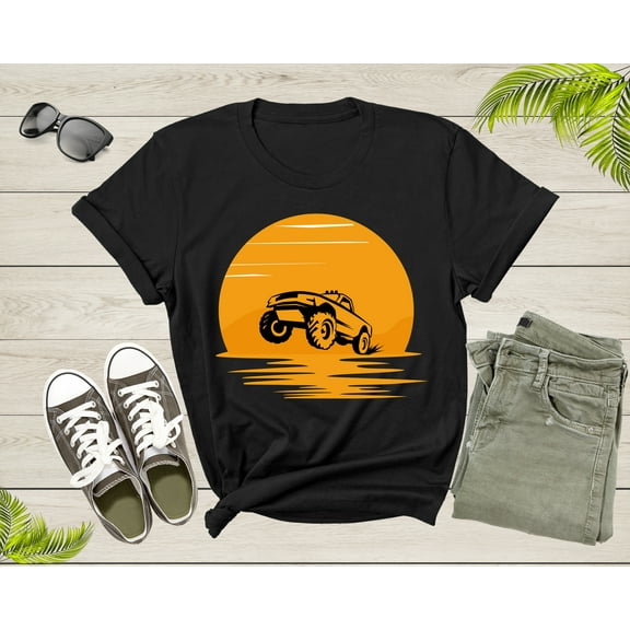 Cool Monster Truck Offroad Truck at Sunset Moving on Terrain T-Shirt Monster Truck Lover Gift T Shirt for Men Women Kids Boys Girls Tshirt