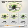 thumbnail image 3 of Bedroom Ceiling Fan with Lights, Low Profile Ceiling Fan Light with App & Remote Contorl, Flush Mount Fan Light with 5 Blades and 6 Wind Speeds for Bedroom Living Room (Green), 3 of 9