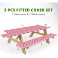 thumbnail image 6 of UMINEUX Picnic Table Cover with Bench Covers Fitted Table Clothes for 6 Foot Rectangle Tables Vinyl Flannel Backing with Elastic Edge -for Outdoor/Indoor Party&Dining(30x72 Inch,3-Pieces, Red Plaid), 6 of 14
