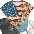 thumbnail image 4 of YTCAMLO Oversized American Flag Womens Graphic Tees Casual Floral Printed Short Sleeve Shirts 4th of July Patriotic Tunic Tops, A L, 4 of 5