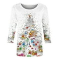 thumbnail image 4 of 2025 Clearance! asdoklhq Clearance Plus Size Christmas Clothing, Women's Fashion Tees Casual Crewneck 3/4 Sleeve Loose T Shirt Ladies Tops Blouses Shirts, 4 of 5