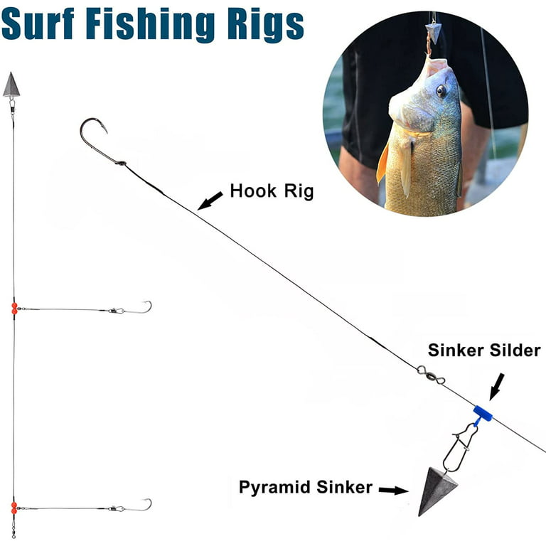 Saltwater Surf Fishing Rigs Fish Finder Rig Include Pyramid Sinkers Bottom  Rig Fishing Wire Leaders Circle Hooks Fishing Saltwater Tackle Kit