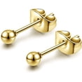 thumbnail image 3 of Knubmt 6 Pairs 3-8mm Shiny Round Ball Earring Set 14K Gold Plated 316L Stainless Steel Stud Earrings for Women Men, 3 of 6