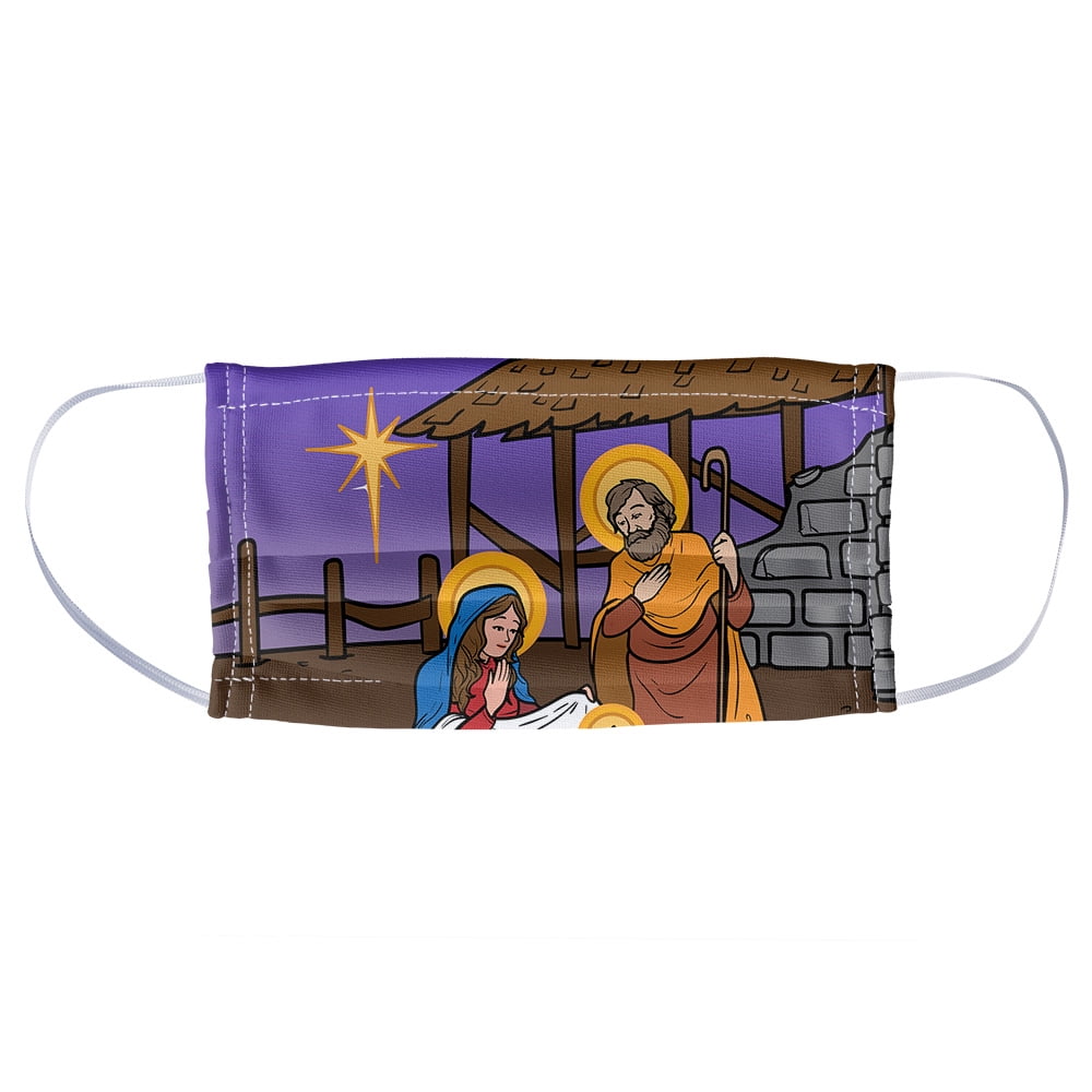 Nativity Scene Baby Jesus Mary Joseph 1Ply Reusable Face Mask Covering