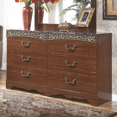 UPC 024052067910 product image for Ashley Fairbrooks Estates 6 Drawer Wood Double Dresser in Brown | upcitemdb.com