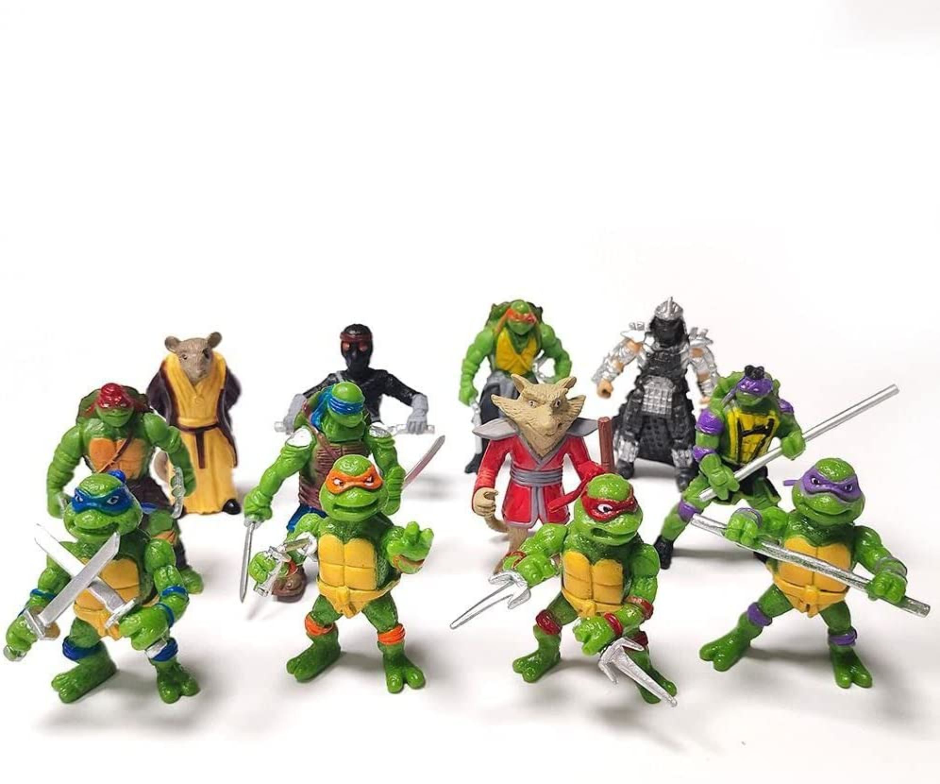 J&G TMNT Ninja Turtles 12 pcs Play Set - Action Figures and Birthday ...