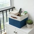 thumbnail image 6 of Cinvoph Storage Basket Foldable Home Storage Bin with Handles, Organizer for Blankets Book and Clothes Bedroom Living Room Closet 12"x12" Dark Blue, 6 of 7