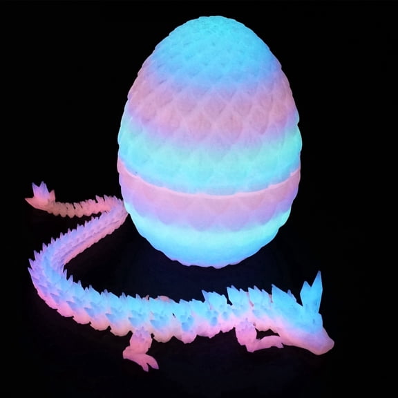 Glowing at Night 3D Printed crystal dragon egg,Flexible Joint Animal lacertid Figurines,Realistic Eyes, Home Office Decor,Fidget Toy for Adults Teens Boy Festival Gifts