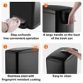 thumbnail image 7 of Innovaze 11.9 Gallon Slim Trash Can, Stainless Steel Kitchen Step Trash Can (Matt Black), 7 of 7