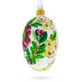 thumbnail image 2 of Red Flowers On White Glass Egg Ornament 4 Inches, 2 of 4
