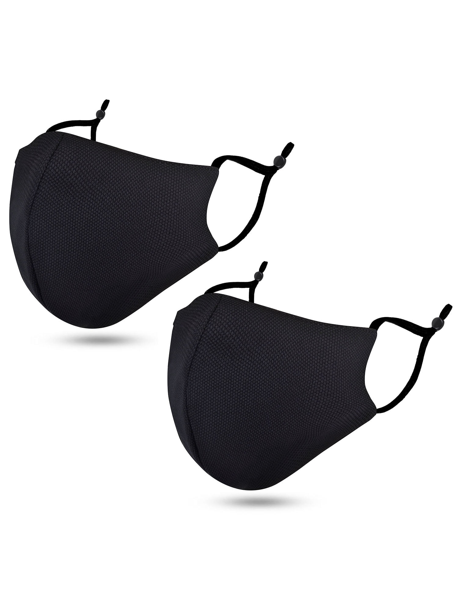 Unisex Solid Washable Reusable Cloth Face Mask, 2 Pack Black