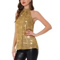 thumbnail image 4 of MODA NOVA Sparkle Sleeveless Halter Tops for Juniors Party Club Cocktail Vest Shirt Tank Camisole Tops, 4 of 5