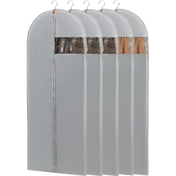 Bolsas Perber para vestidos, 165 cm de largo, 5 unidades, color gris