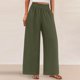 thumbnail image 2 of Pantalones de la Cintura Elástica de las Mujeres de Color Sólido Bolsillo Casual Pantalones de Moda 95% Poliéster 5% Spandex, Nuevos Pantalones Estirables para el Uso Diario, 2 of 9