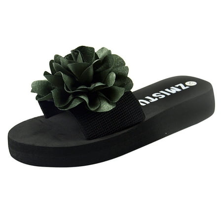 

ZTTD Women s Ladies Bohemia Flower Home Outdoor Wedges Beach Shoes Sandals Slippers Women s Slipper A