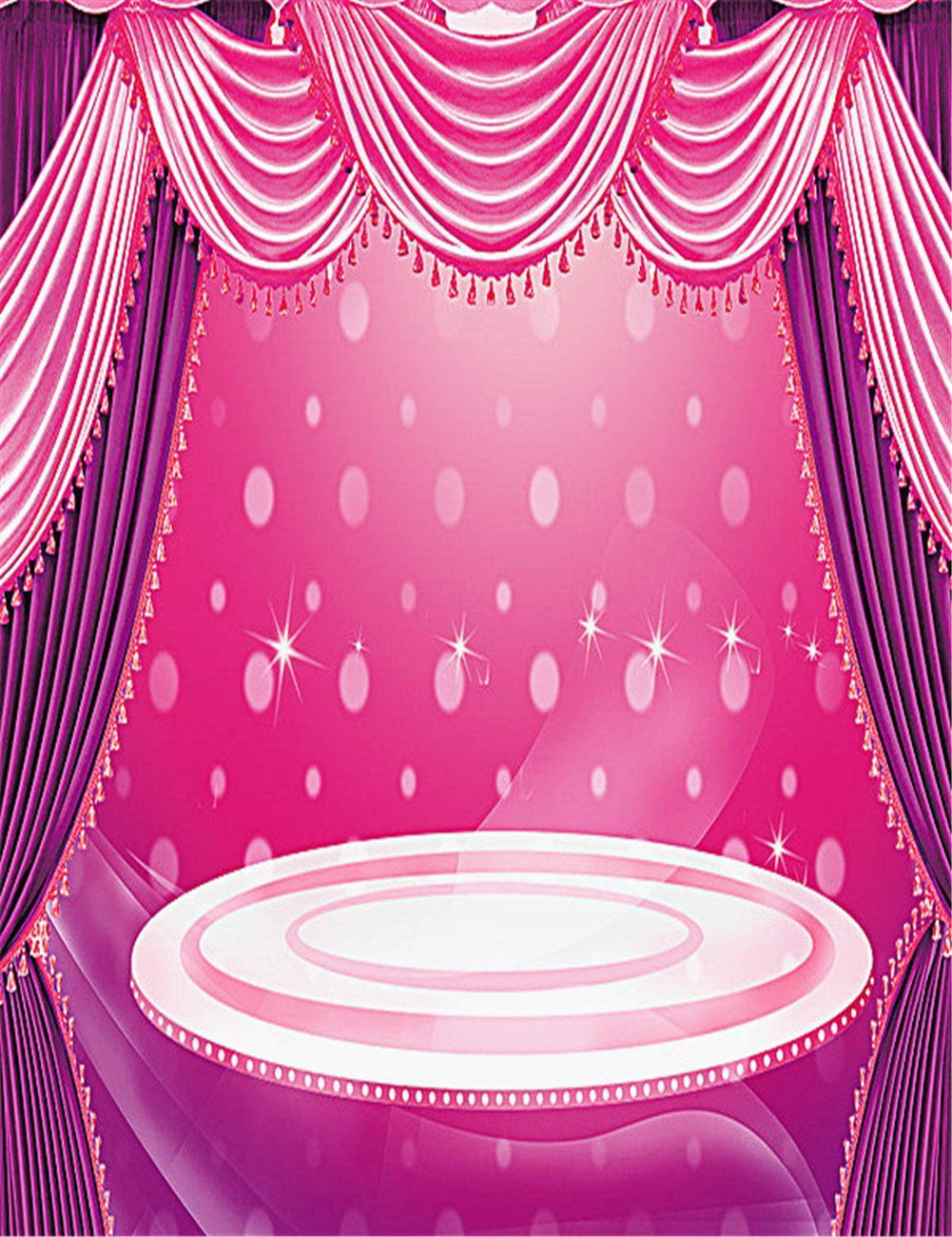 HelloDecor Polyester Fabric 5x7ft Photo Backdrop Light Pink Curtain Glitter  White Dots Stage Photography Background for Princess Birthday Party  Backdrops 