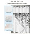 thumbnail image 2 of No Hook Cloth Fabric Shower Curtain with Snap in Liner, Grey Eucalyptus Waterproof Shower Curtains Set with See Through Top Window, Spring Botanical Weeping Plant Aesthetic Bath Curtains 66"x72", 2 of 6
