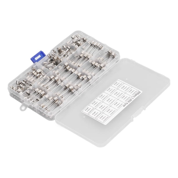 Mini fusibles para automóvil, 200 piezas de fusibles de vidrio, kit surtido de fusibles para automóviles, fusible de vidrio en V impulsado por rendimiento