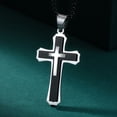 thumbnail image 2 of Metal Masters Mens Stainless Steel Cross Pendant Black Silvertone 24" Round Box Chain Necklace, 2 of 3