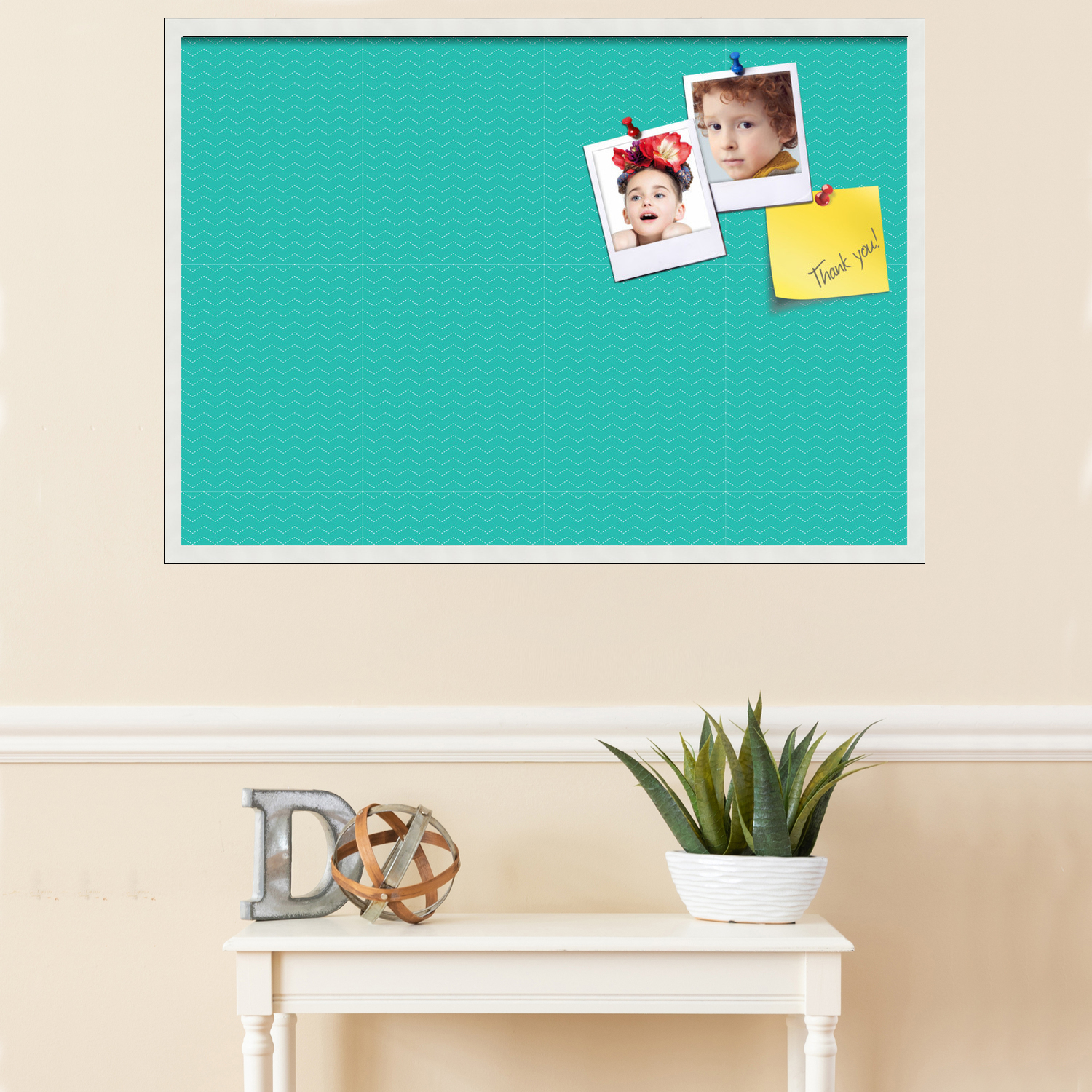 PinPix ArtToFrames 38x26 Custom Cork Bulletin Board    Poster Board Has a Fabric Style Canvas Finish, Framed in Satin White Frame (PinPix-650)