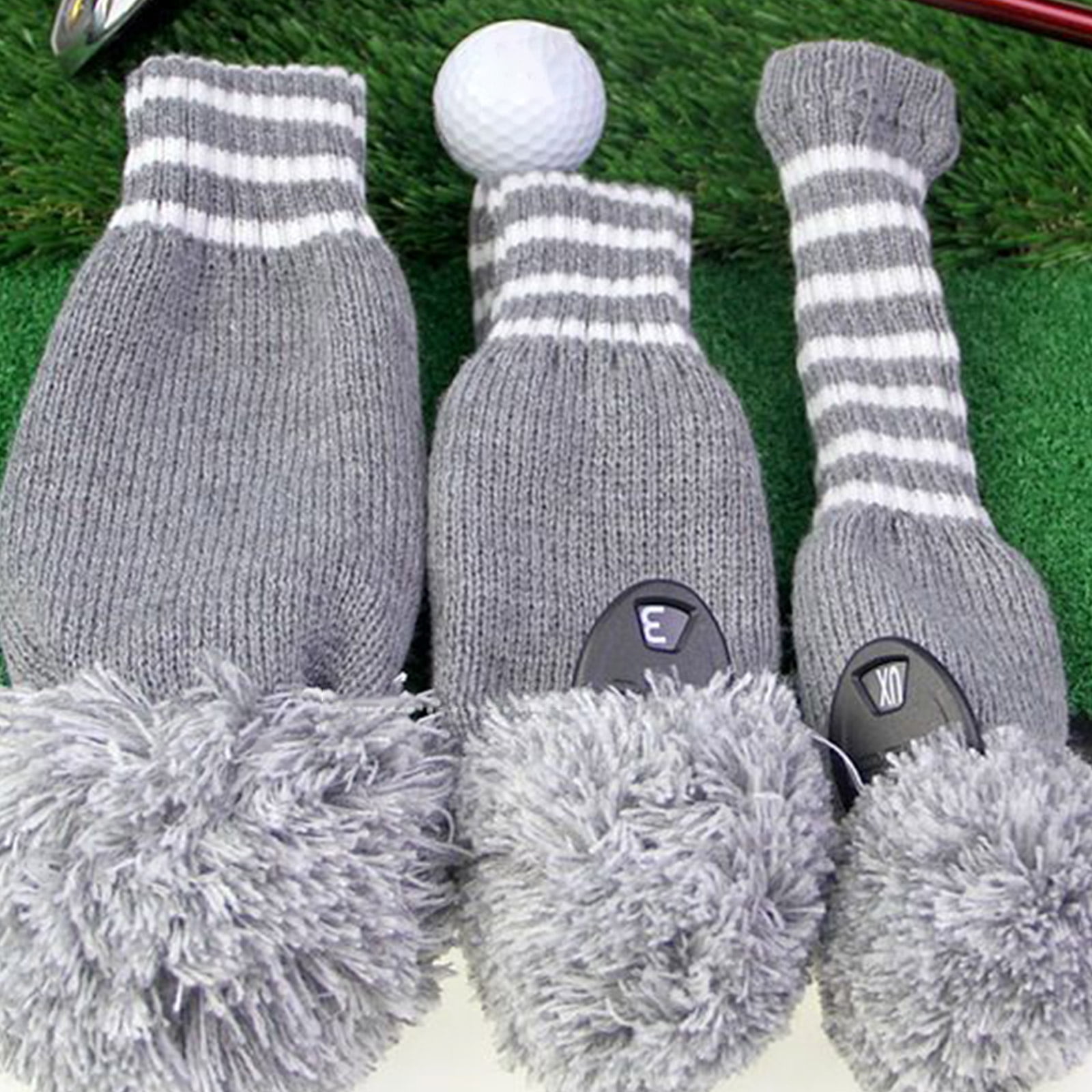 3pcs Golfs Club Head Covers Knitted Styles Headcover Leisure Styles Golfs Covers for Driver Protecting and Longevity