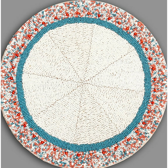 Set of 2 Handmade bead placemats, Multicolor Designer Tablemats, Beaded Charger Plates 14X14 Inch