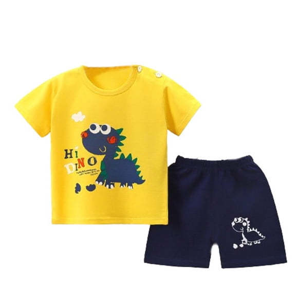 Abtuhar Boys Summer Print Short Sleeve Round Neck Top T Shirt and Shorts Casual Daily Outfits