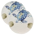 thumbnail image 1 of Marine Blue Sea Turtle And Golden Sea Shells Ceramic Dinner Plates Set Of 2, 1 of 4