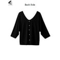 thumbnail image 4 of PULLIMORE Womens Button Down Shirts 3/4 Sleeve V Neck Casual Loose Tops Blouses (L, Black), 4 of 9