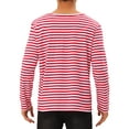 thumbnail image 3 of Camiseta de rayas INSPIRE CHIC para hombres, cuello redondo, de manga larga, básica M Rojo Blanco, 3 of 6
