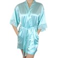 thumbnail image 1 of Women's Satin Kimono Bridesmaid Silky Short Robe Lace Trim Sleeves and Pockets, 1 of 1
