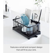 Yamazaki Home Wire Dish Rack, Steel, Holds 17.6 lbs - L 9.06 x W 16.54 x H 6.69 inches Black Black Finish