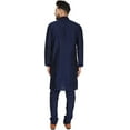 thumbnail image 3 of SKAVIJ Men's Kurta Pajama Set Art Silk Ethnic Wear Dress Blue M, 3 of 6