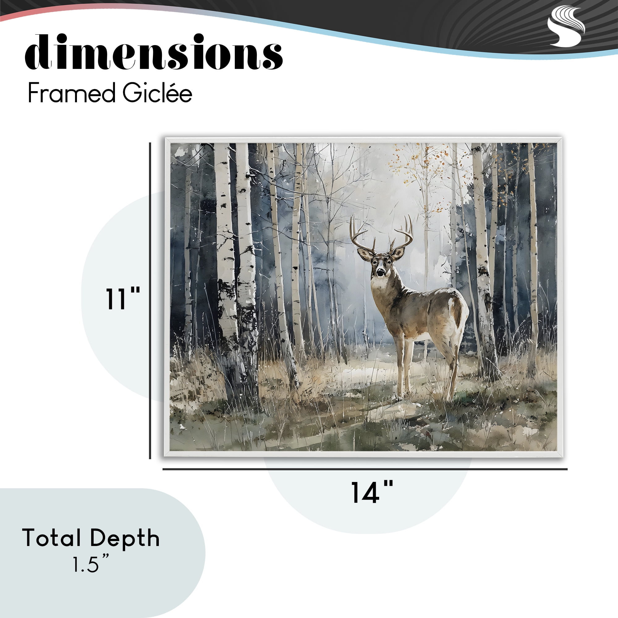Stupell Industries Lone Stag in Birch Forest White Framed Giclee Art, design by Franklyn Gregory