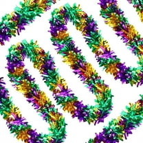 NOGIS 4 Pcs Mardi Gras Tinsel Garland Mardi Gras Decor Purple Green Gold Metallic Twist Garland Mardi Gras Hanging Decorations for Mardi Gras Carnival Party Indoor Outdoor Home Supplies 26.3 FT
