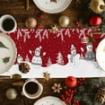 thumbnail image 3 of Christmas Snowman Cotton Linen Table Runner Winter Snowflakes Red White Dining Table Runners for Home Decor Party Dining Room Restaurant Kitchen Party 13" x 120", 3 of 9