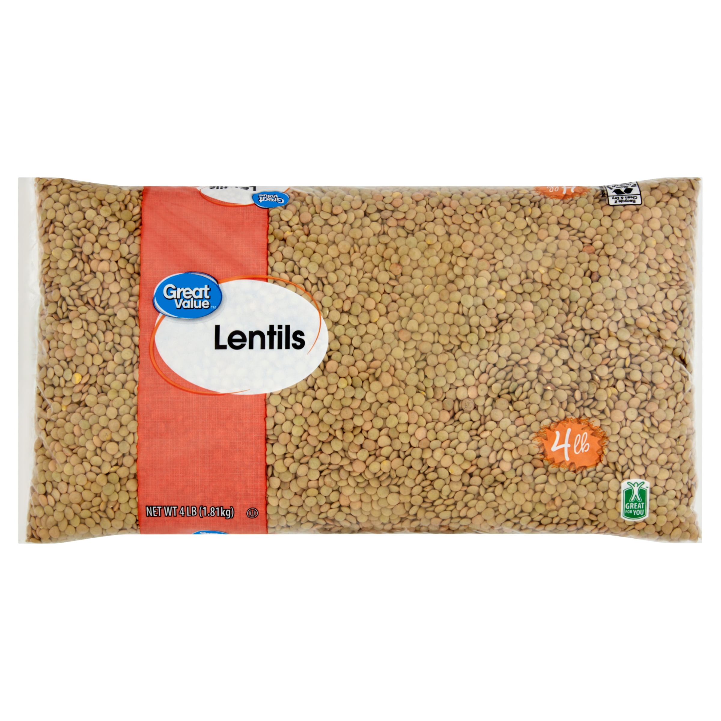 (3 pack) Great Value Lentils, 4 lb