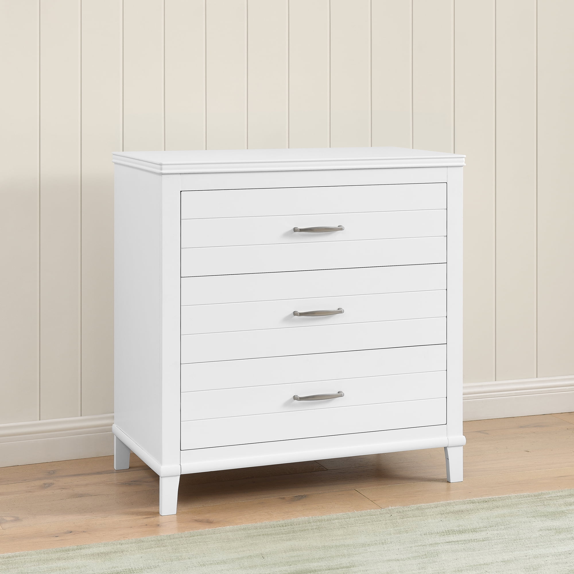 Delta Children Phoebe 3 Drawer Dresser with Interlocking Drawers, Bianca White