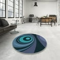 thumbnail image 4 of Ahgly Company Machine Washable Indoor Round Transitional Blue Ivy Blue Area Rugs, 8' Round, 4 of 7