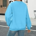 thumbnail image 4 of WTOBBY Women's Large Size Solid Color Hoodie Loose Long Sleeve Pullover Sweatshirt with Round Neck for Casual Comfort, Plus Size Fashion, and Everyday Wear,Light Blue L, 4 of 5
